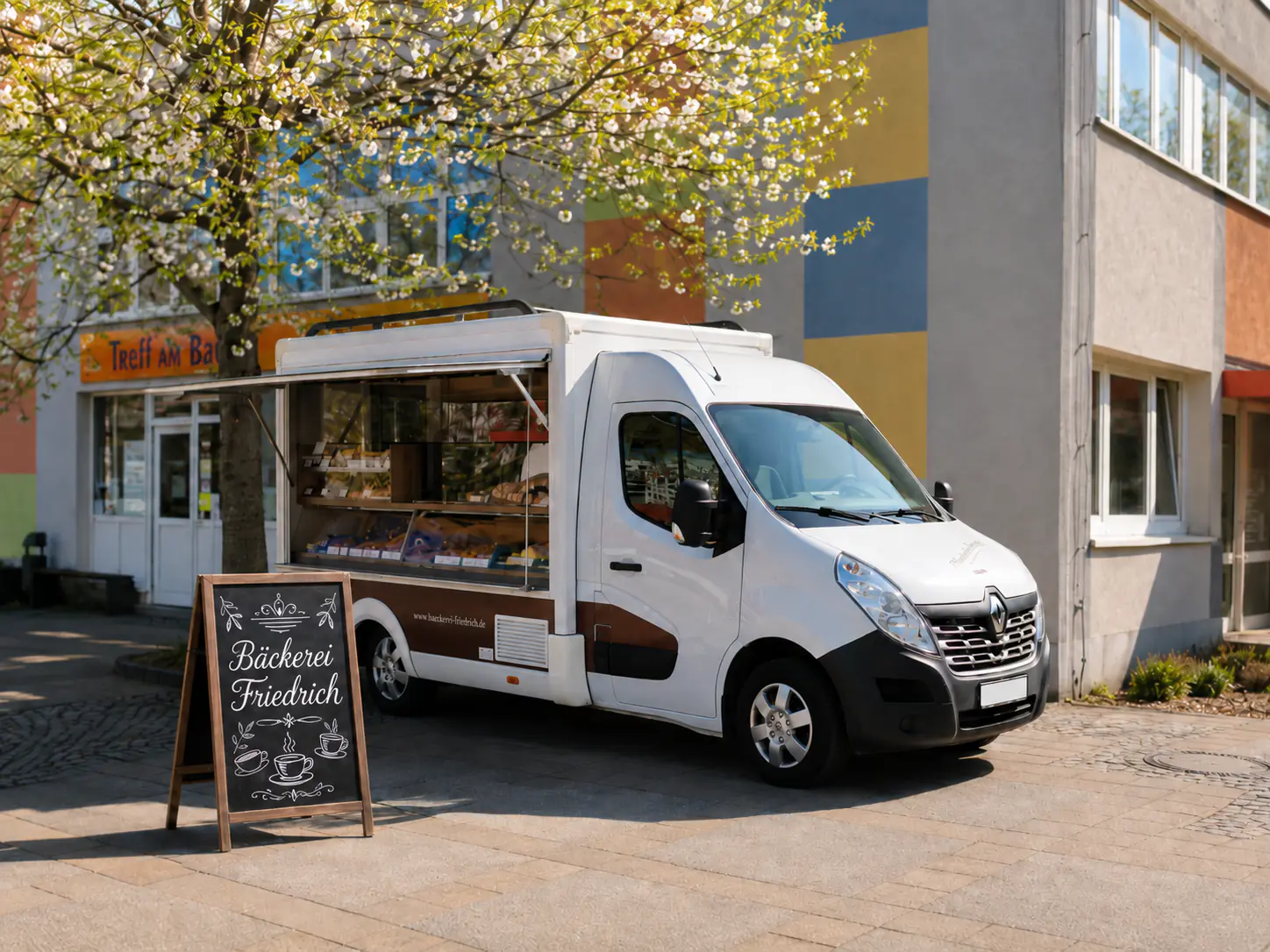 Verkaufswagen der Landbäckerei Friedrich am Ärztehaus in Freital-Zauckerode